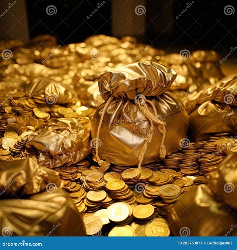 A Bag Of Gold Coins Stock Illustration Illustration Of Wood 283753877