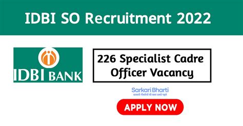 Idbi So Recruitment 2022 Apply For 226 Specialist Cadre Officer Posts