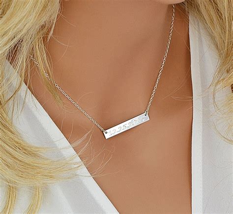 Bar Necklace Engraved Both Sides Hot Sale Bellvalefarms