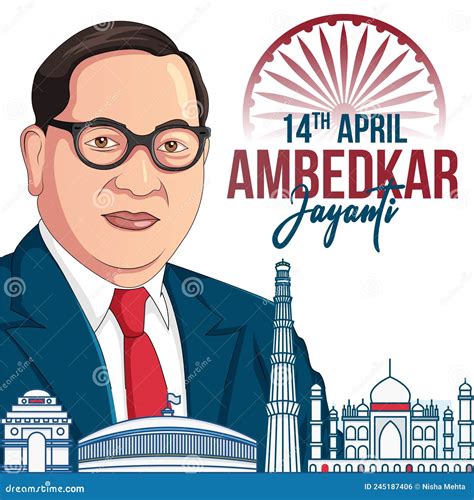 Dr Br Ambedkar Jayanti Bhimrao Ramji Ambedkar Vector Illustration