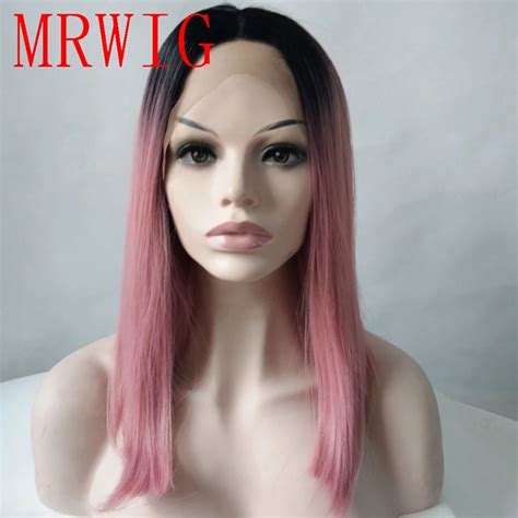 Mrwig Short Bob Straight 1b New Pink Middle Part Synthetic Glueless