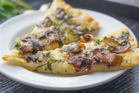 Air Fryer Mushroom Flatbread Pizza Recipe Using 2 Ingredient Dough