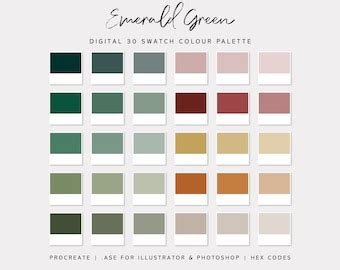 EMERALD PROCREATE Color Palette Hex Codes Green Blue For Etsy