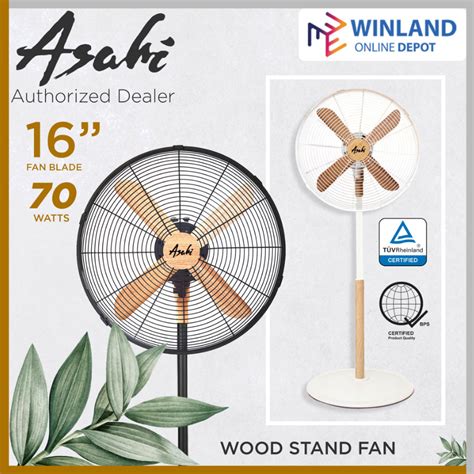 Asahi By Winland Wooden Stand Fan Electric Fan Wood Fan 16 Xf 6077