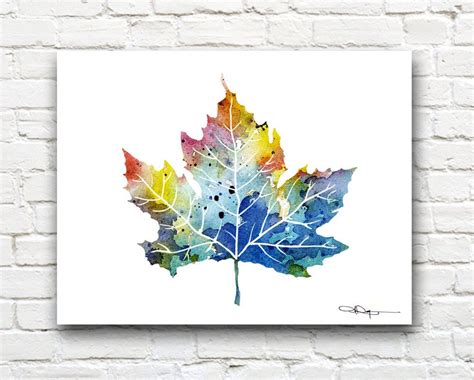 Maple Leaf Abstract Watercolor Painting Art Print by Artist DJ Rogers ...