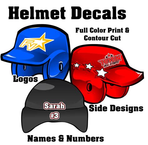 All Star Batting Helmet Decals For Teams Or Leagues Etsy