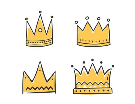 Colored Hand Drawn Doodle Crowns Four King Or Queen Crowns