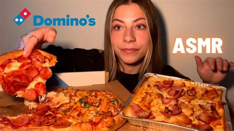 Asmr Domino S Pizza Mukbang Pepperoni And Perri Perri Chicken Pizza Creamy Buffalo Chicken