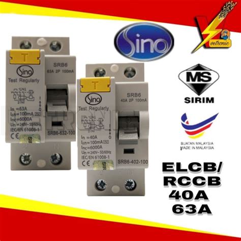 SINO ELCB RCCB 40A 63A 2 Pole 100ma SIRIM APPROVED Shopee Malaysia