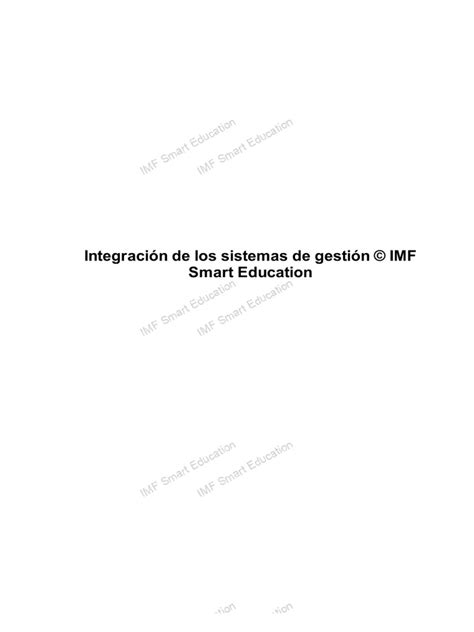 Tegración De Los Sistemas De Gestión V2 Pdf Planificación Calidad Comercial