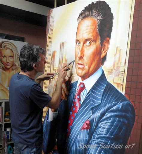 Gordon Gekko painting, Michael Douglas portrait, Wall Street movie poster