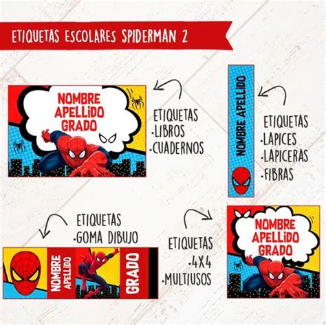 Etiquetas Escolares Spiderman Textos Editables Mebuscar Argentina