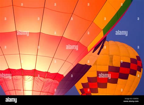 Glowing Hot Air Balloons Stock Photo Alamy