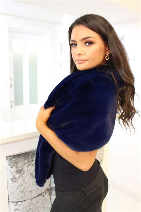 Navy Faux Fur Shawl