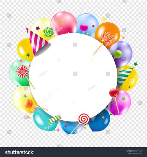 Birthday Banner Colorful Balloons Transparent Background Stock Vector ...