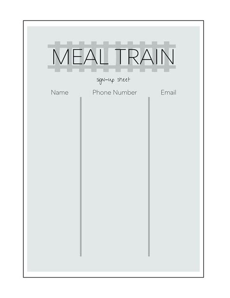 Meal Train Meal Train Sign Up Meal Train Sheet Printable Meal Train