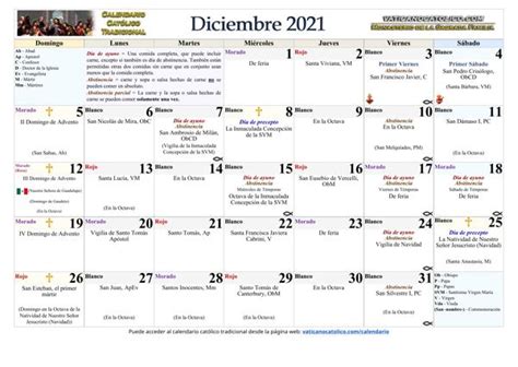 Calendario Católico Tradicional 2021 Santoral Litúrgico