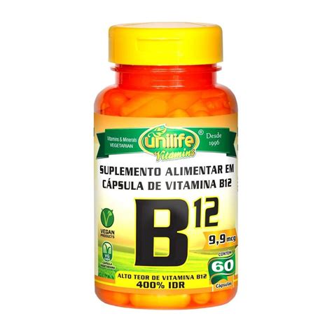 Vitamina B12 60 Cápsulas Unilife Corpo Suplemento Loja de