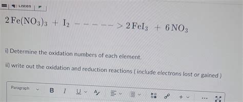 [solved] I Determine The Oxidation Numbers Of Each El