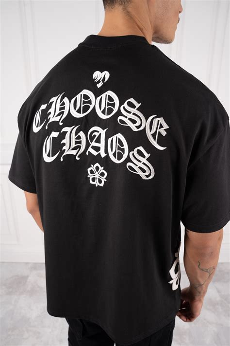 Choose Chaos Puff Print Oversized T Shirt Black Jk Attire