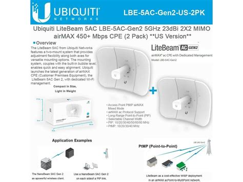 Ubiquiti Us Lbe Ac Gen Us Ghz Airmax Ac Litebeam Gen Newegg