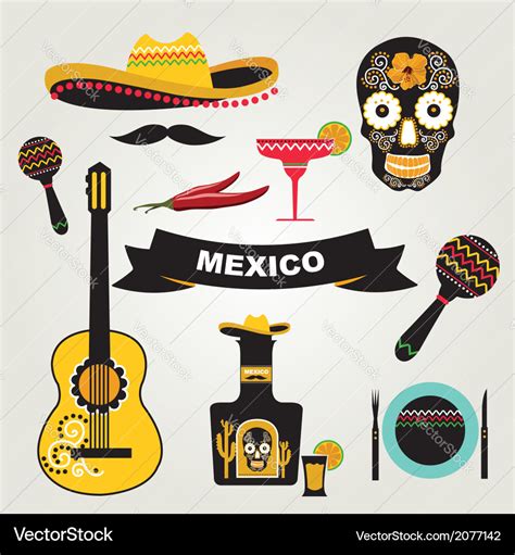 Set Of Mexican Icons Royalty Free Vector Image