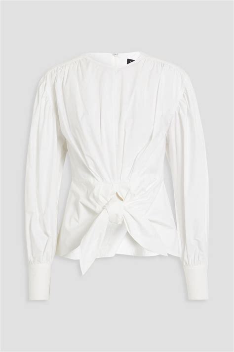 Proenza Schouler Tie Front Gathered Cotton Poplin Top The Outnet