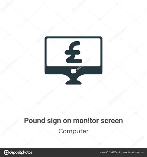 Pound Sign Monitor Screen Vector Icon White Background Flat Vector