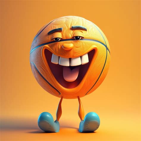 Premium AI Image | Smiling basketball ball character on orange background