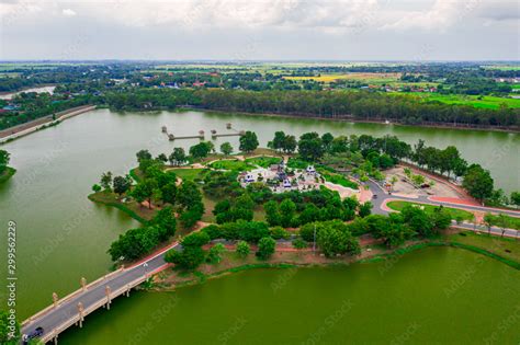 Aerial View Of Queen Suriyothai Statue Monument At Thung Makham Yong