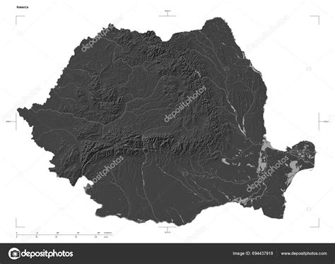 Shape Bilevel Elevation Map Lakes Rivers Romania Distance Scale Map ...