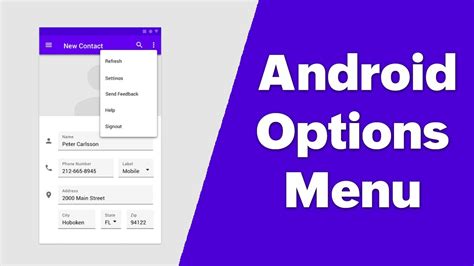 Options Menu In Android Android Tutorial For Beginners Youtube