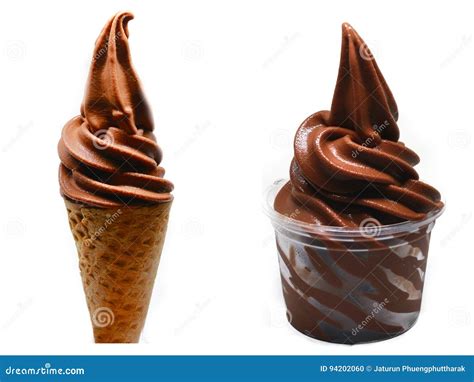 Chocolate Soft Serve Ice Cream In A Wafer Cone Royalty-Free Stock ...