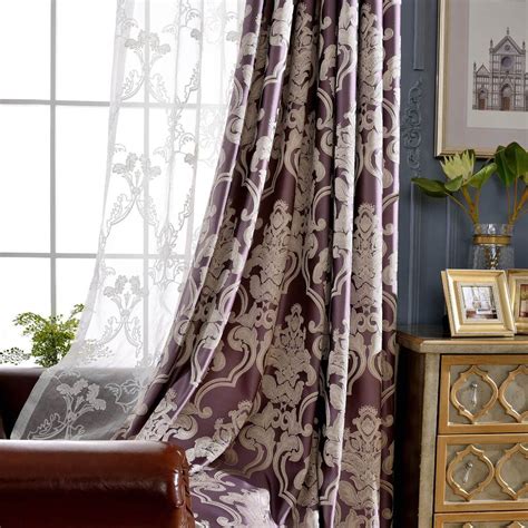 Classic Damascus jacquard Purple Curtains and Drapes – Anady Top