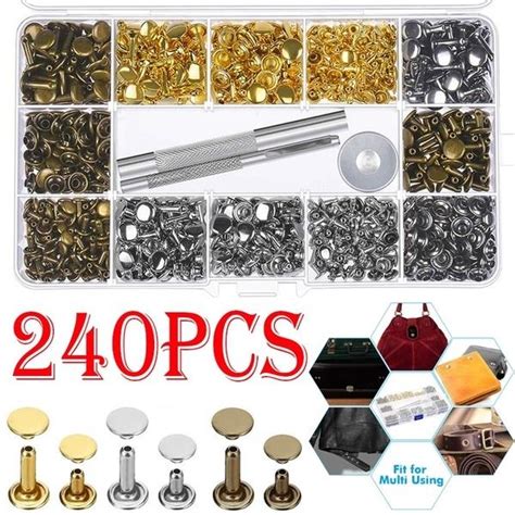 Buy 240pcs Leather Rivets Double Cap Rivet Metal Studs With Punch