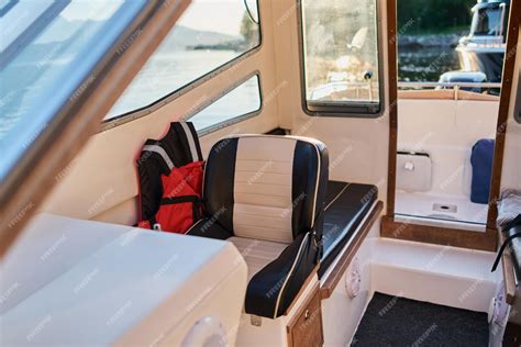 Premium Photo | Image of the interior of a small transport motorboat