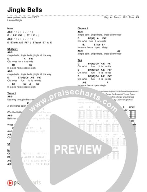 Jingle Bells Chords Pdf Lauren Daigle Praisecharts