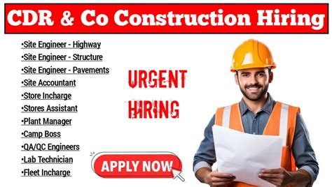 Cdr And Co Construction Urgent Hiring 2024 For Site Engineers Qaqc