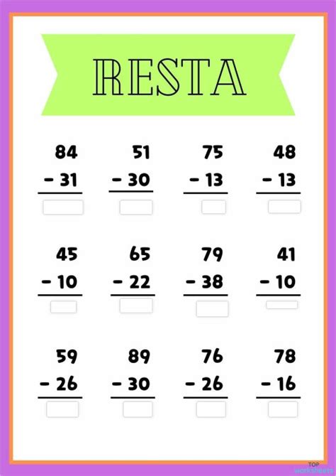 Restas De Dos Cifras Ficha Interactiva Topworksheets