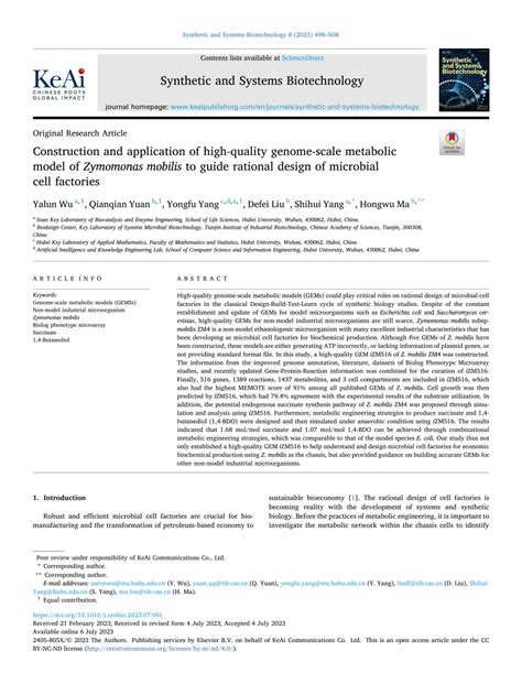 (PDF) Construction and application of high-quality genome-scale ...