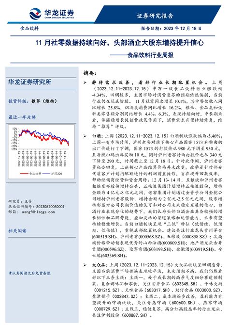 食品饮料行业周报：11月社零数据持续向好，头部酒企大股东增持提升信心 洞见研报 行业报告