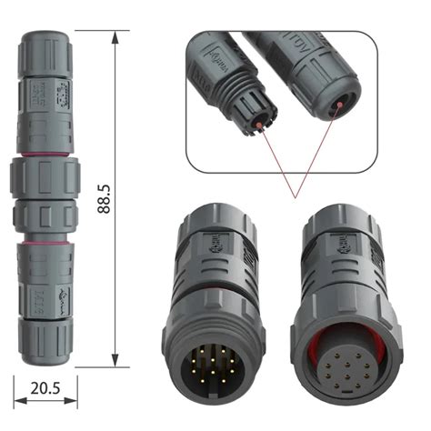 10pin M16 Inline Assembly Male Female Solder Electrical Wire Waterproof Ip68 Connector The