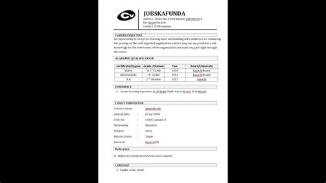 How To Make CV For Job Resume Kaise Banaye Resume Template Free