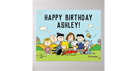 Peanuts Charlie Brown And Gang Birthday Poster Zazzle