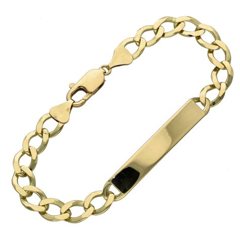 Gents 9ct Yellow Gold Curb Id Bracelet Miltons Diamonds