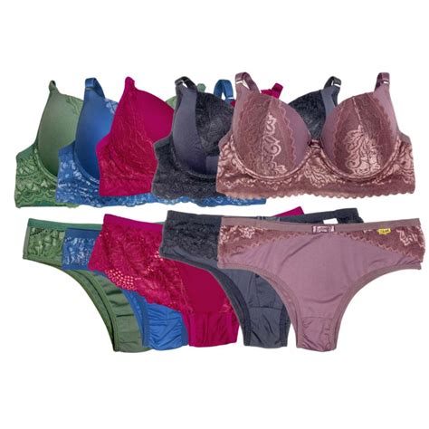 KIT 5 CONJUNTOS LINGERIE CALCINHA E SUTIÃ ATACADO Shopee Brasil