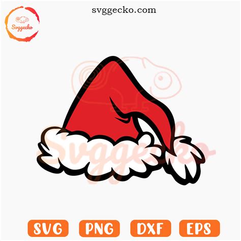 Christmas Hat SVG, Santa Claus Hat SVG PNG EPS DXF Cricut Downloads - Gecko