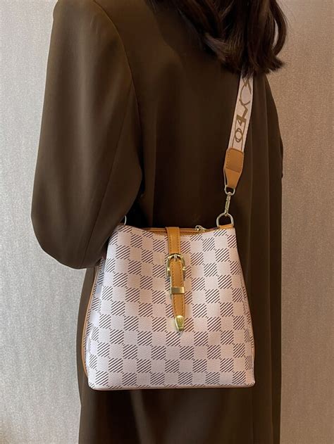 Bolso Cubo Con Patr N De Cuadros Moda De Mujer Shein M Xico