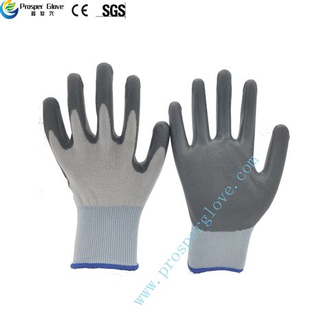 Gauge Polyester Liner Nitrile Dipping Safety Glove Nitrile Coating