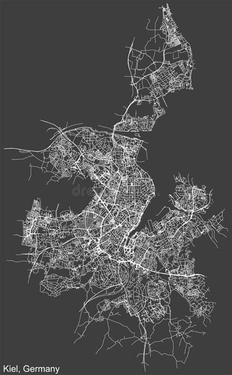 Mapa De Carreteras De Kiel Alemania Ilustración del Vector